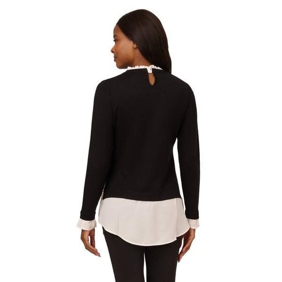 Adrianna Papell Long Sleeve Crew Neck Ruffled Sweater N106-1 - Picture 2 of 10